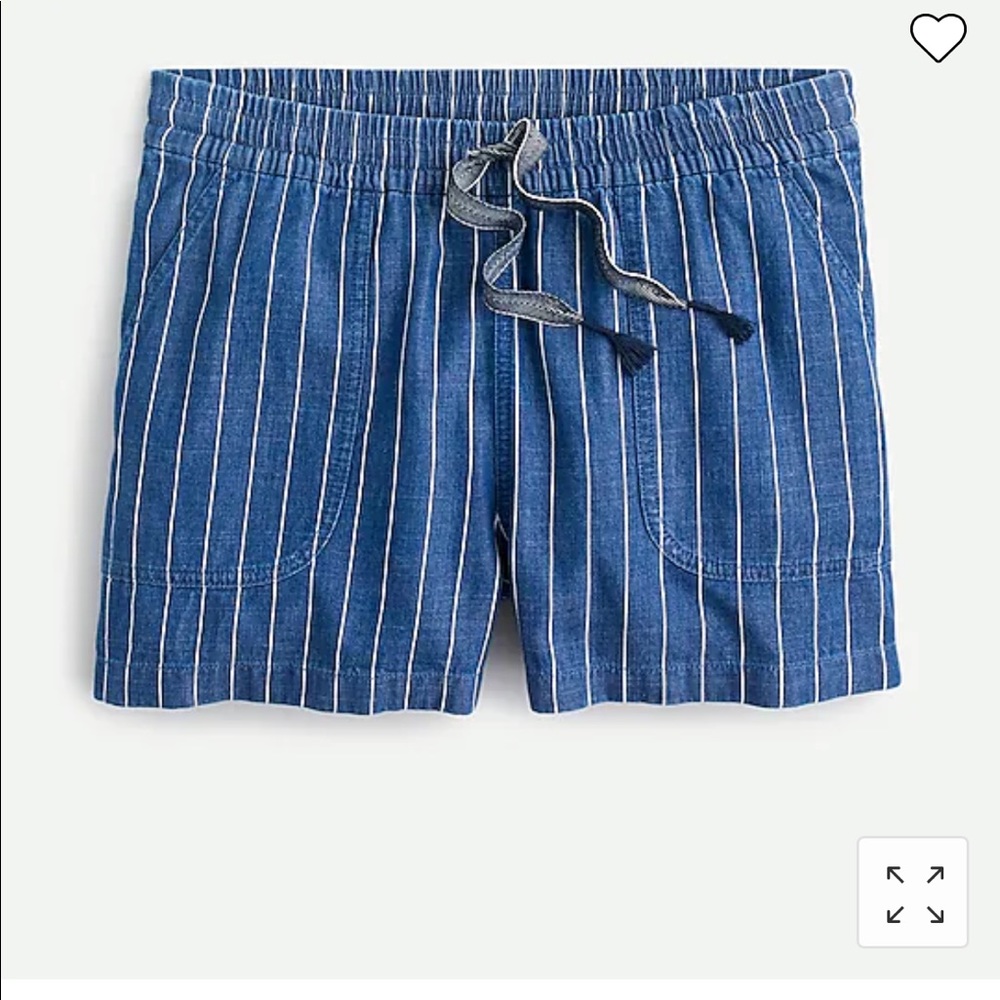 SOLD! J.Crew sea side cotton tie waist pull on short in indigo stripe - Picture 1 of 6